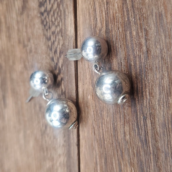 E178 beautiful silver bulb edwardian earrings‎ - Picture 1 of 2